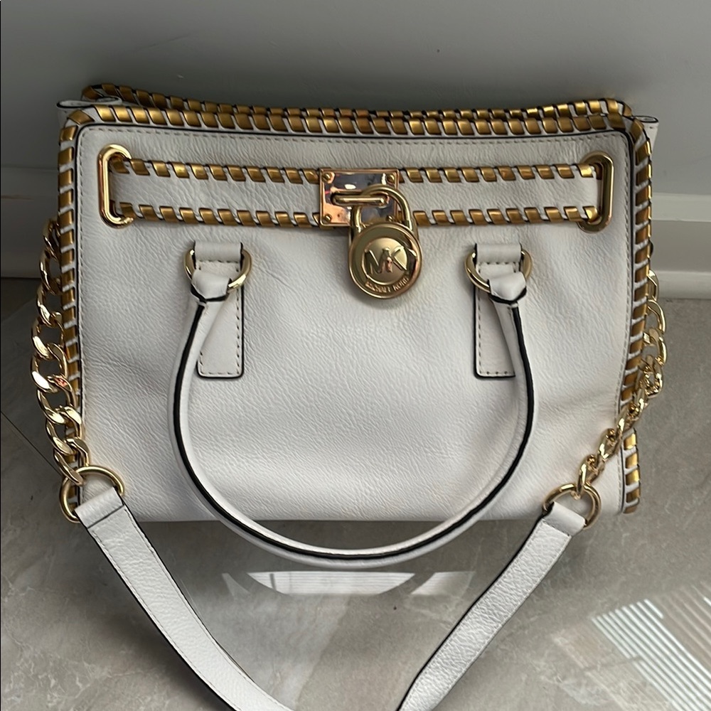 Michael Kors White and Gold Satchel bag leather - Picture 2 of 12